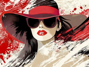 时尚红唇女士潮流插画