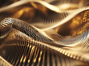 金色波浪纹理3D艺术图案