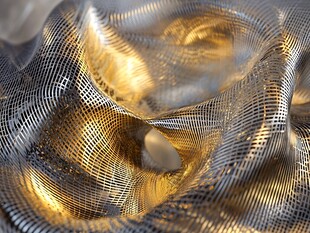 金色网格质感织物纹理