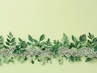 绿叶蕾丝装饰边框设计