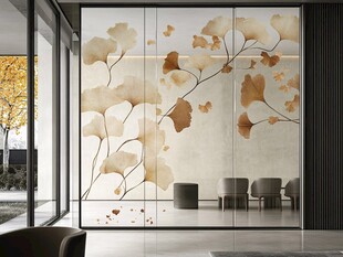 银杏叶艺术玻璃隔断之美