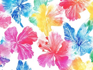 缤纷水彩木槿花图案