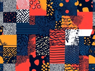 几何抽象拼接图案设计