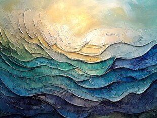海浪油画 光影交织的律动