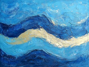 蓝色海浪抽象油画艺术