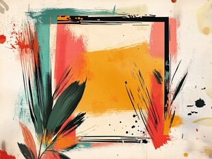 抽象艺术多彩几何植物画