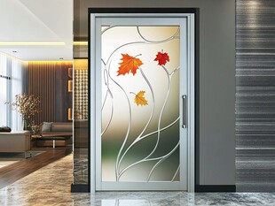 枫叶花纹艺术玻璃室内门