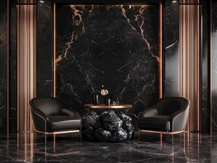奢华黑大理石客厅座椅陈设