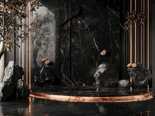 奢华黑金石室内装饰景观