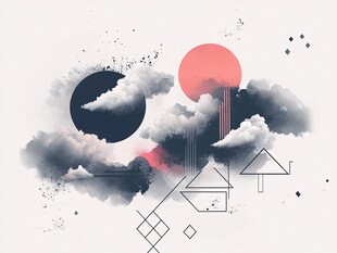 梦幻云端几何抽象艺术图