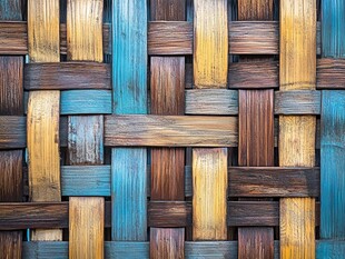 多彩编织木纹图案纹理