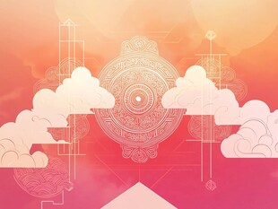 梦幻中式云端祥瑞背景图