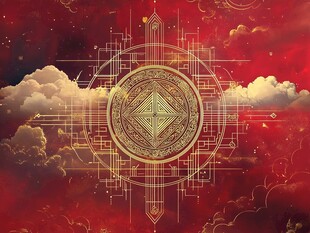 神秘中式奇幻云间符文图案