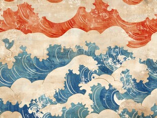 日式海浪复古风纹理图案