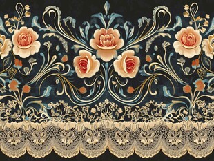 复古花卉蕾丝装饰图案