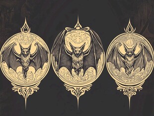 复古蝙蝠纹饰艺术图案