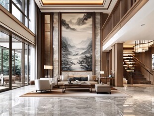 中式大气挑空客厅装修风采