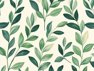 清新绿叶植物无缝图案