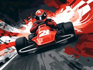 赛车手疾驰在动感赛道上