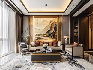 中式雅致客厅空间展示