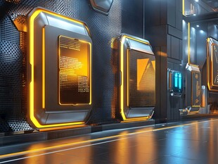 未来科技感的发光信息展示墙
