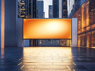 城市中闪耀的巨型广告牌