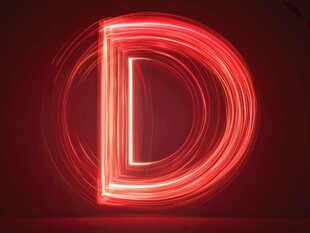 红色光绘字母D艺术效果