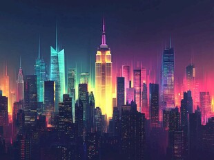 梦幻霓虹都市夜景