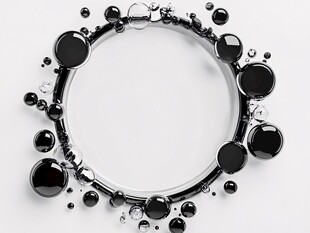 黑色圆环悬浮球体创意图