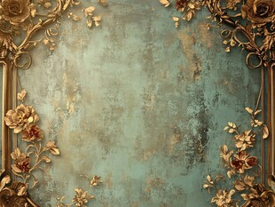 复古金饰绿底华丽背景图