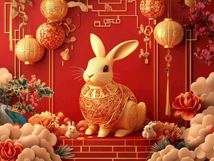 金兔贺岁 喜庆新春场景