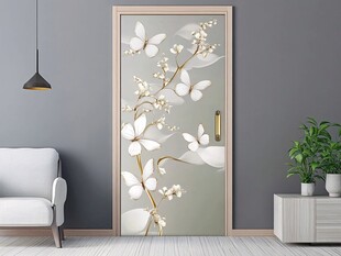 唯美玉兰花蝴蝶门饰图案