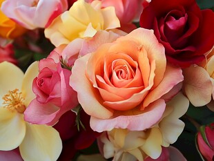多彩玫瑰绽放的美丽瞬间