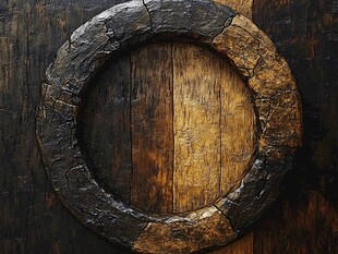 古老木质圆环装饰物件