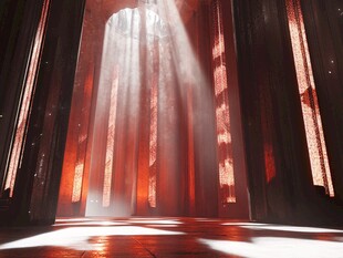 神秘红光穿透宏伟空间