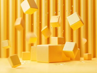 黄色方块悬浮动感场景