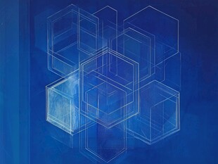 蓝色立体几何图形背景