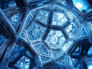 梦幻蓝色六边形结构艺术