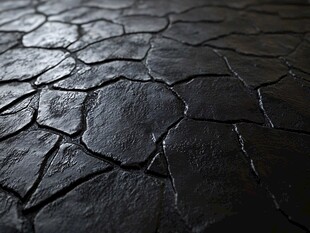黑色裂纹地面纹理特写
