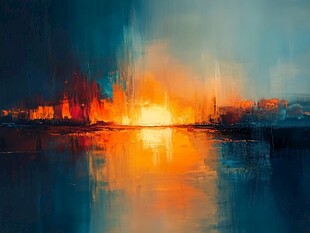 梦幻城市夜景抽象画