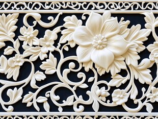 精美花卉浮雕装饰图案