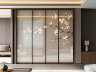中式屏风 唯美樱花装饰