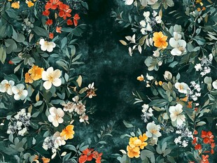 复古风花卉植物无缝图案