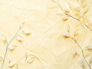 淡雅枝叶于淡黄背景之上