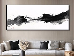 水墨抽象画装点简约客厅