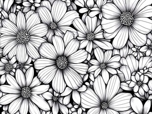 黑白花卉图案插画