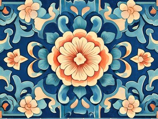 中式传统花卉图案装饰画