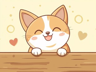 可爱猫咪探头笑