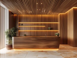 木质现代风接待前台空间