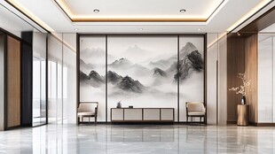 中式大气山水风接待大厅